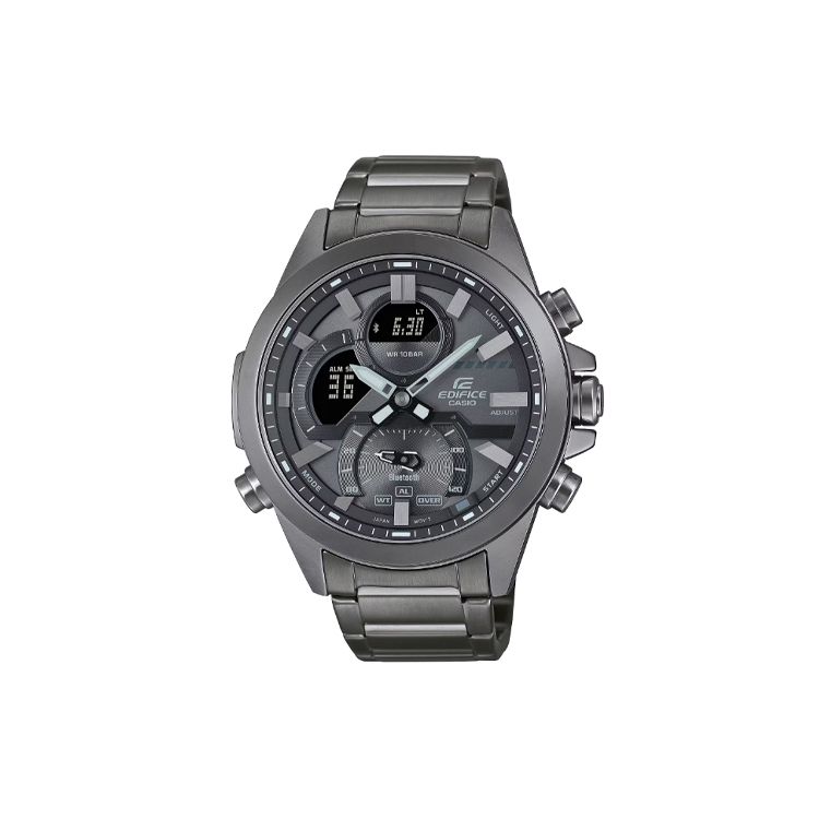 

Casio Edifice Series 100 Meters Water Resistant Quartz Movement Stainless Steel Strap Watch Men watches Gray ECB-30DC-1B Gray Dial