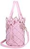 Engel Mond Kordelzugbeutel, Kleine Netz-Eimertasche, 2-teiliges Set, Blumendesign, Instagrammable, Mädchenhaft, Fotogen, Süß (Rosa)