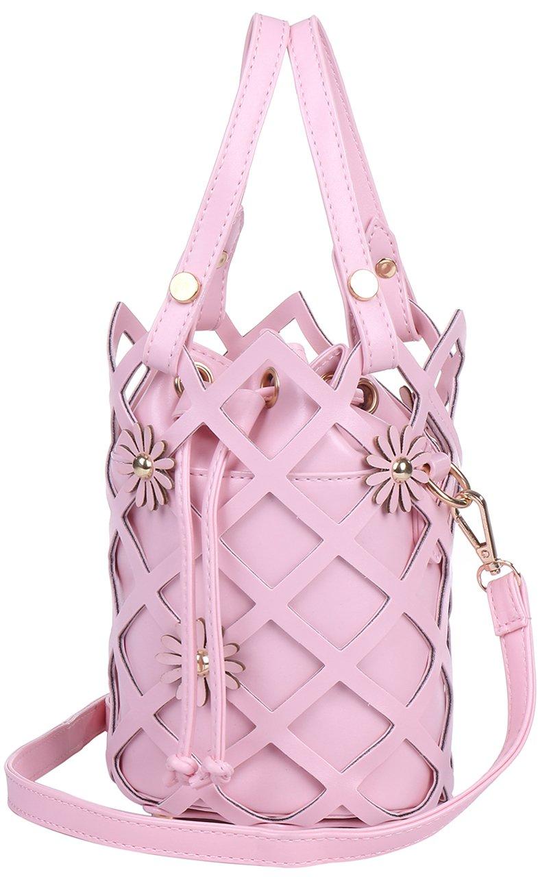 

Angel Moon Drawstring Bag, Small Net Bucket Bag, 2-Piece Set, Floral Design, Instagrammable, Girly, Photogenic, Sweet (Pink)