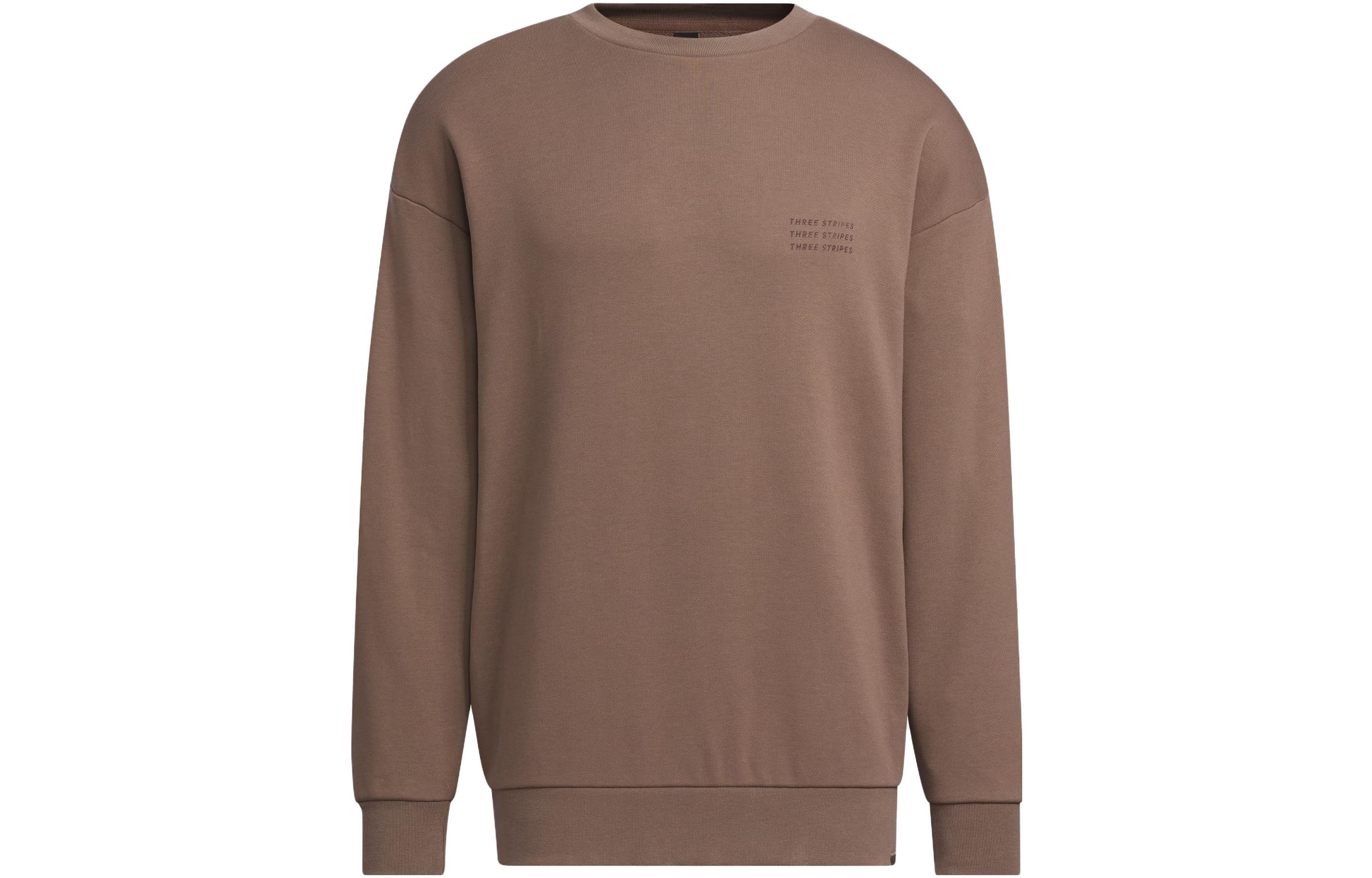 Adidas Sweatshirts Men s Stratum Dark Earthy Brown Crew Neck Moderate Regular IS7423 L