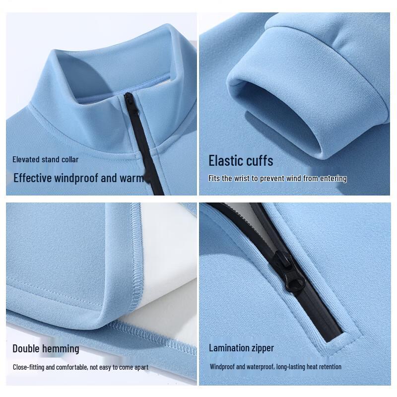 Baleno Men's Double-Sided Fleece Half-Zip Stand Collar Sweatshirt