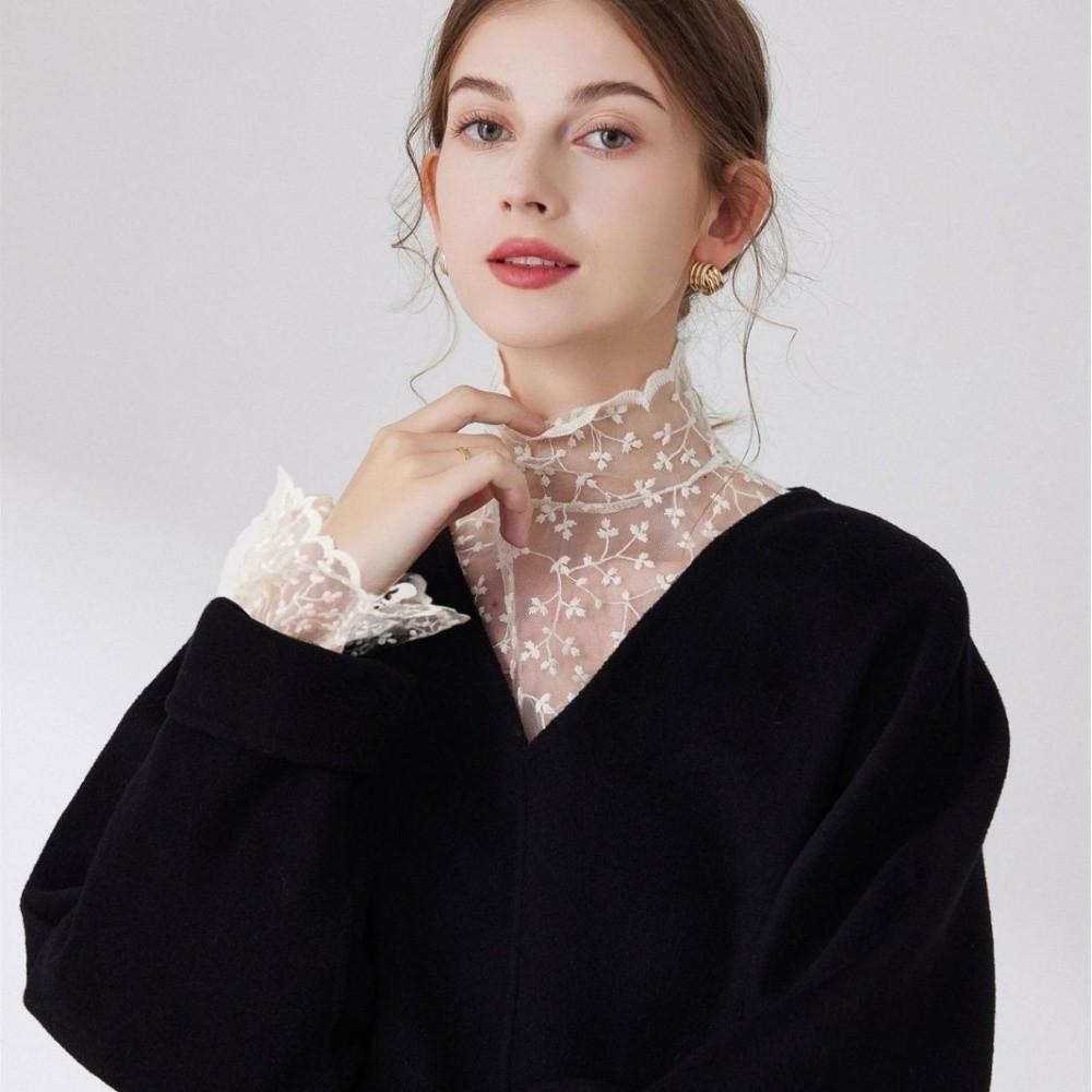 Hollow Pattern Lace Fake Collar Floral Embroidery Sleeves Cuffs Set Fashion Faux Sleeves  Women