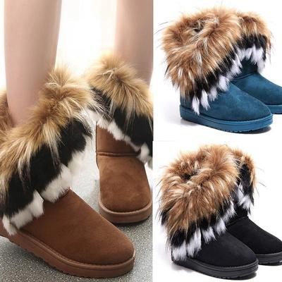 Trendy Fashion Ladies Fluffy Fur Short Boots Winter Warm Comfortable Ankle Boots Flat Heel Anti-Slip Snow Boots Women Casual Boots