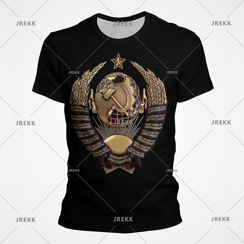 Russian Flag Logo Graphic T Shirts CCCP Banner 3D Printed T Shirt For Men Military Oversized T-Shirt Streetwear Casual Tee Tops