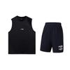Comfortable Breathable Quick-Dry Solid Color Casual Sports Suit Unisex Activewear Black YVSV027-2+AKYT073-1