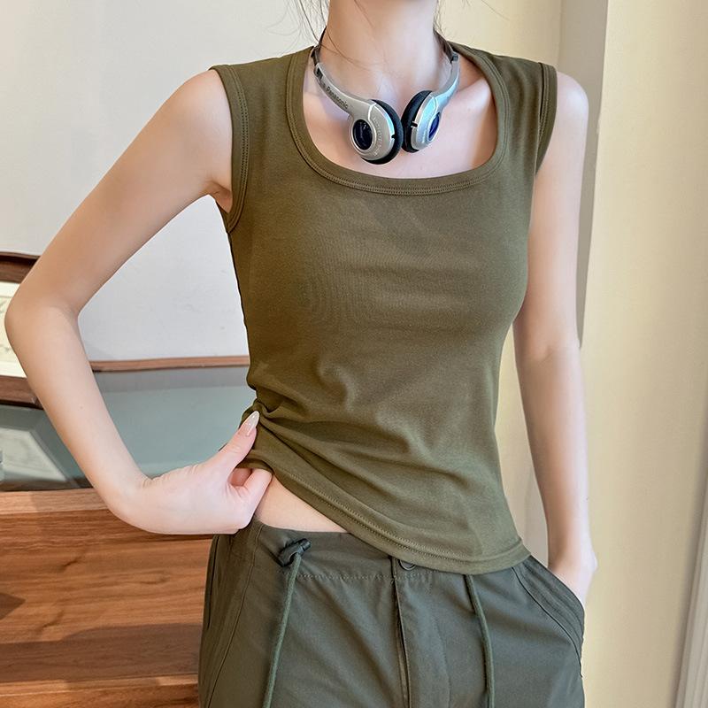Gray Suspender Vest for Women with New Style Bottoming for Outer Wear and Cover for I-shaped Wide Shoulder Strap Top
