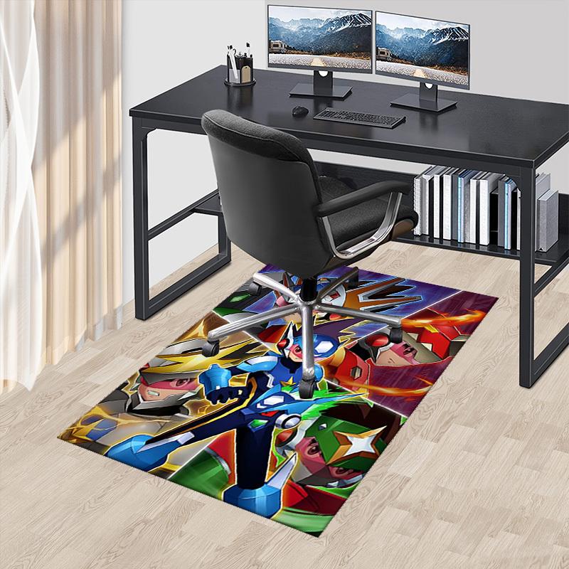 

1pc Mega Man Anime Cartoon Design Office Chair Mat Non-Slip Carpet for Home Decor, Living Room, Bedroom, Game Room - Perfect Gift for Fans!Y072 60cm by 90cm
