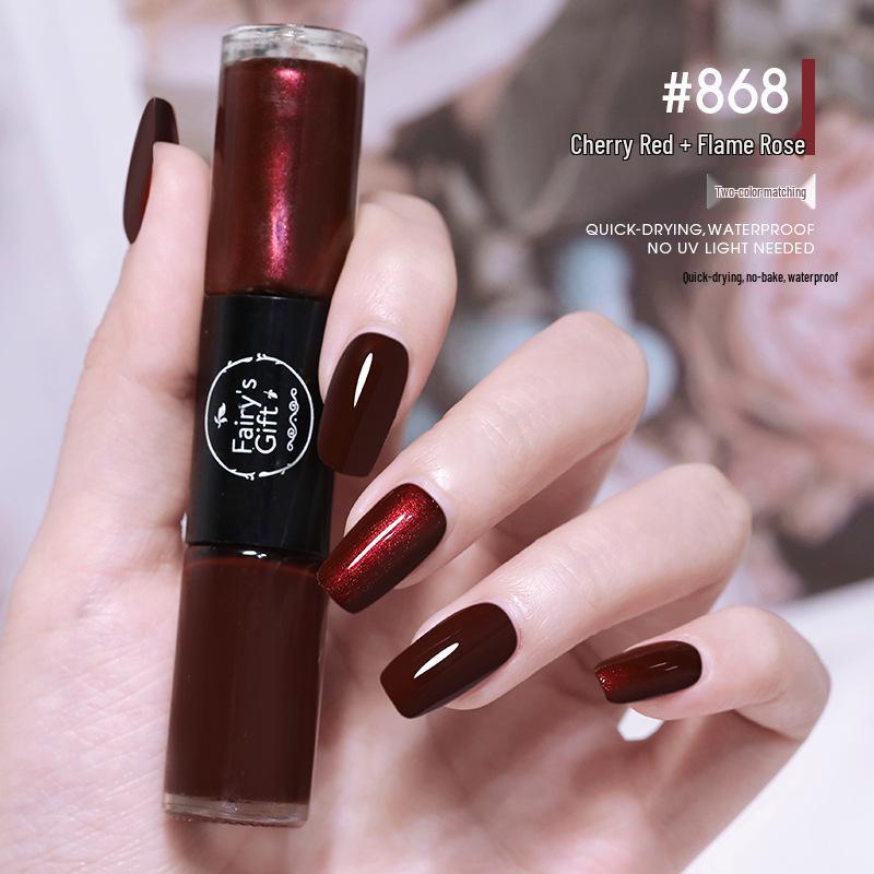 Dual-Color No-Bake Quick-Dry Waterproof Nail Polish - Long-Lasting & Non-Peeling for Autumn/Winter
