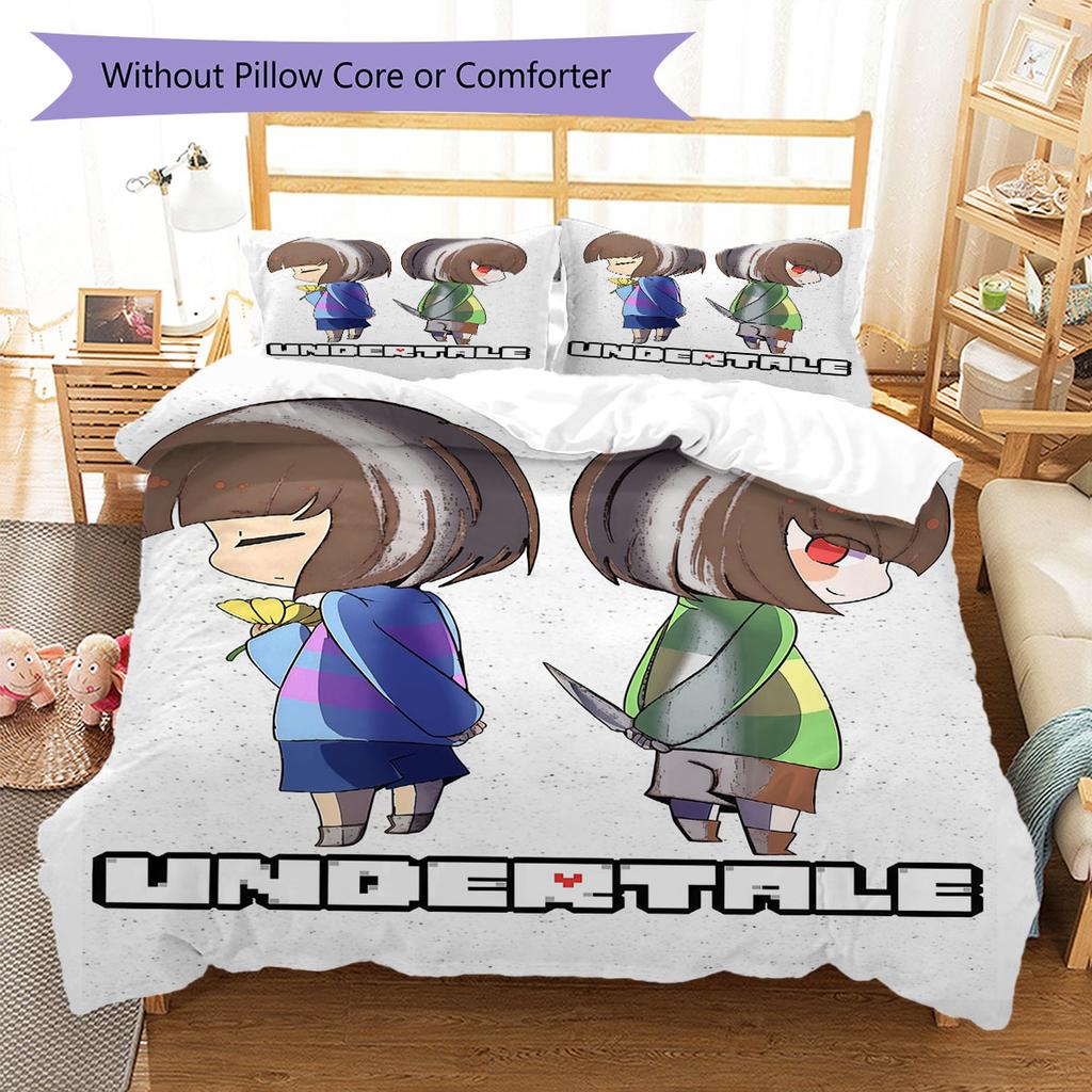 Deltarune Strange Journey Bedding Quilt Set Quilt Cover Pillowcase Home Decoration Birthday Gift (1 * Duvet Cover + 2 * Pillowcase, Without Core)