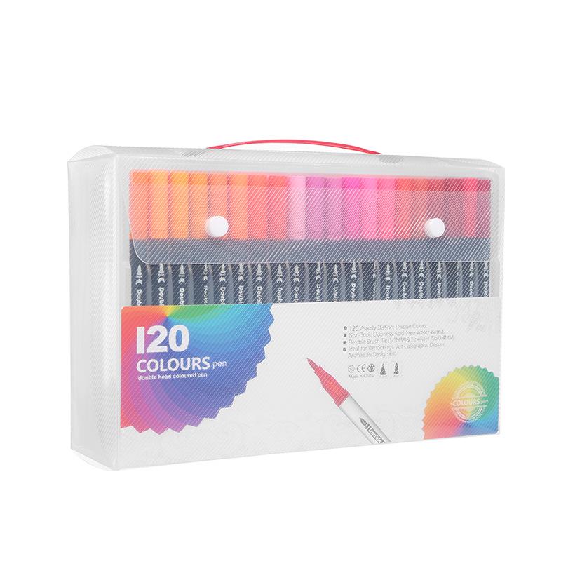 Washable Soft Tip Watercolor Markers - Double-Ended Paintbrush Pens Set for Kids