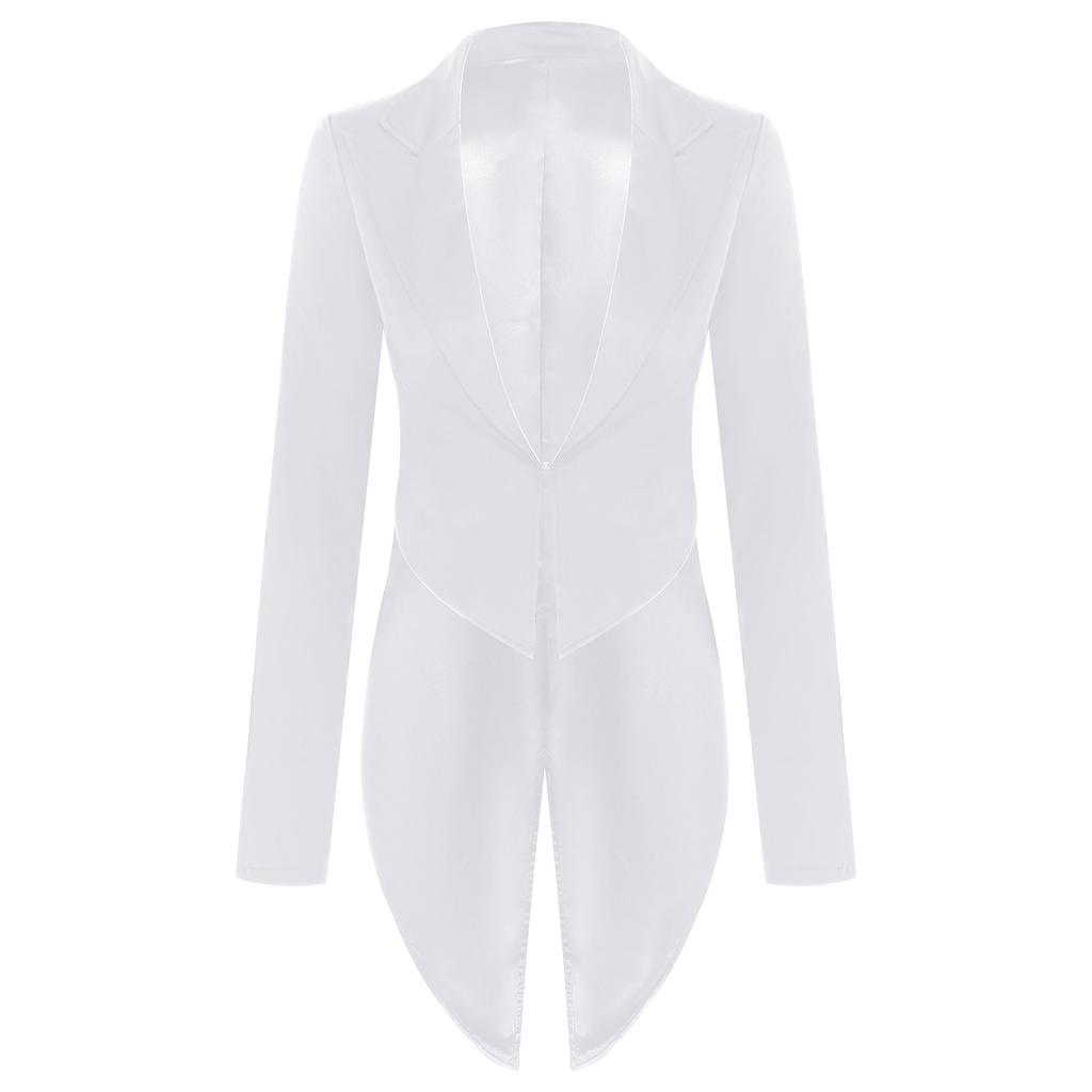 S-XL Donna Giacca Vintage Frac Revers a Punta Scollo a V Apertura Frontale Manica Lunga Giacca da Smoking Capospalla per Cocktail Cameriere Cosplay