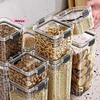 M-1Pc Airtight Plastic Food Storage Container Transparent Cereal Candy Jar With Lid Fridge Storage Box Kitchen
