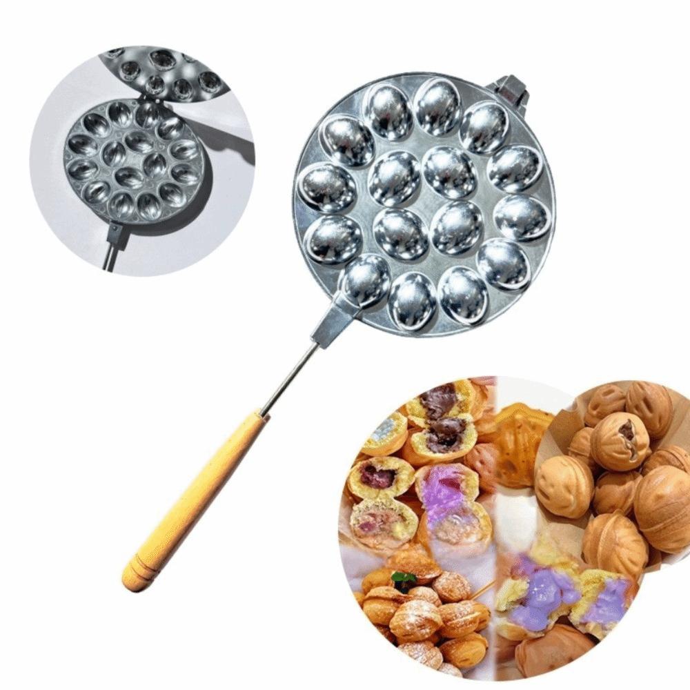 12/16 Holes Walnut Cookie Mold Wooden Handle Heat Resistant Cookie Maker Mold Non Stick Easy Clean Pastry Maker Baking Tool