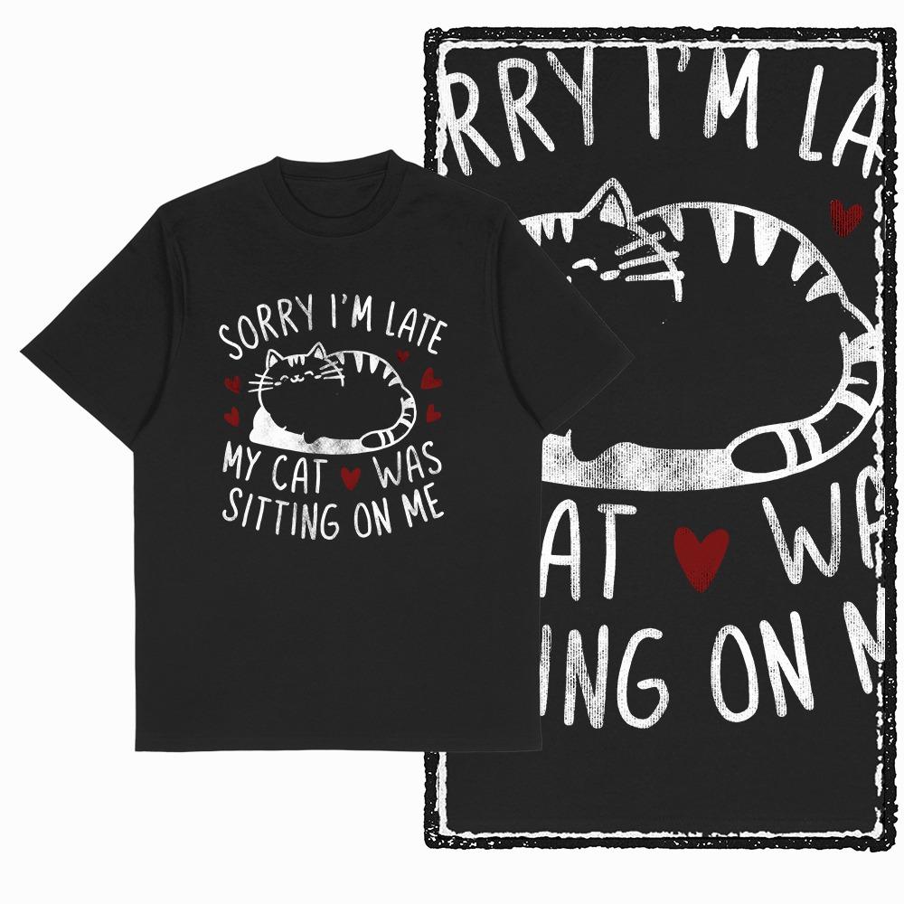 Retro Cat Print Unisex T Shirt Black Cool Big Size Cotton Graphic tshirt For Unisex Unique Casual Vintage Unisex Tshirt Tee Shirt G55