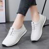 Women Platform Loafers Black Casual Leather Elevator Shoes Thick Sole Height Increase White Sneakers
