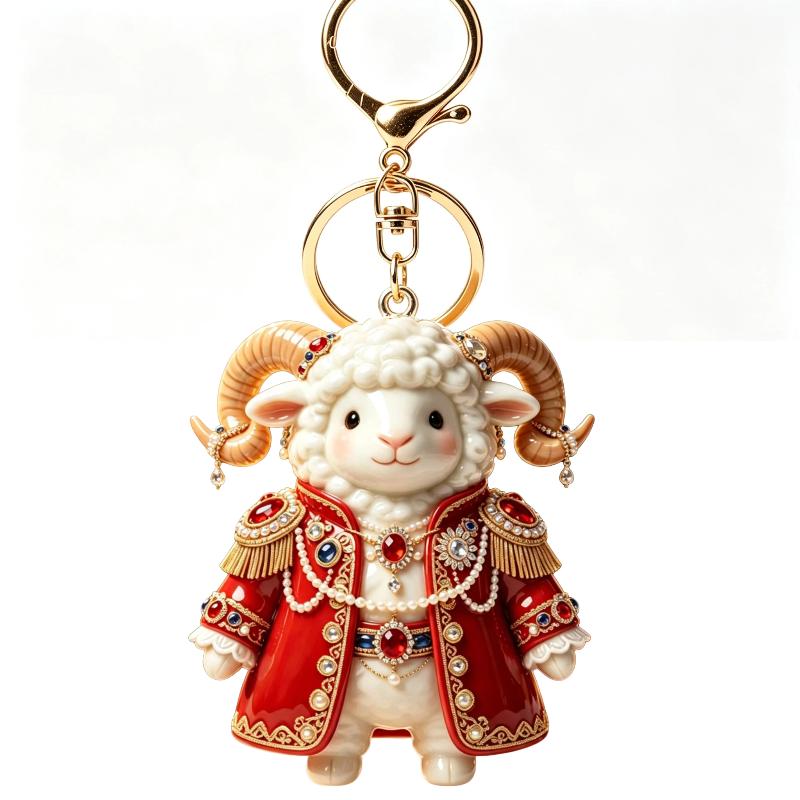 1Pcs Acrylic Sheep Keychain Hanging Ornament Cute Animal 2D Flat Goat Pendant For Goat Themed Party Decor Gifts