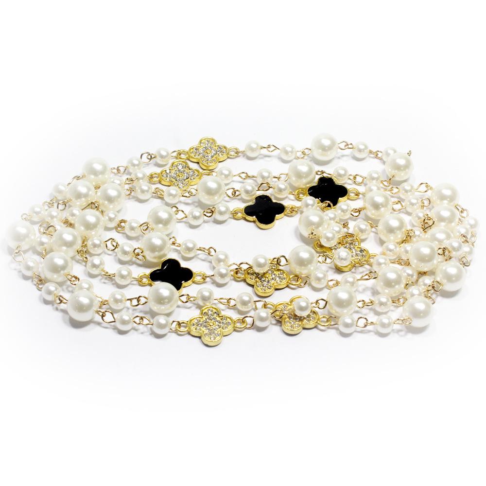 Rose Gold Four-Leaf Clover Double-Layer Pearl Necklace