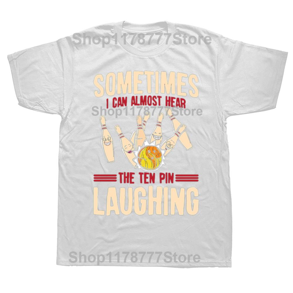 Funny Bowling Hear Pin Laughing Bowler T Shirts Cotton Streetwear Gifts Mens Clothing Fashion Casual Loose Oversized T Shirt