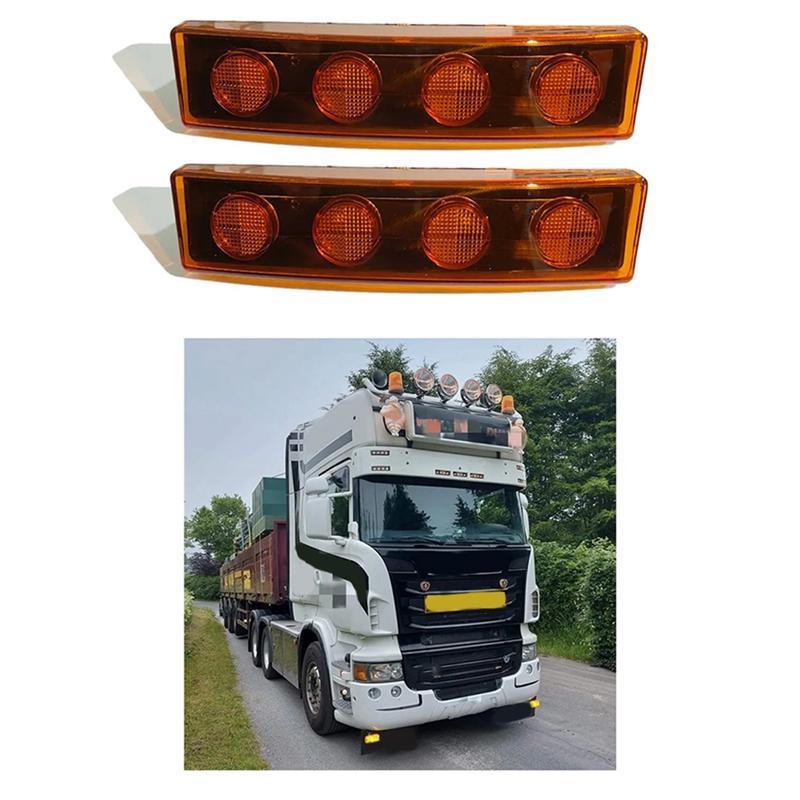 1Pair 24V LED Sunvisor Lamp Signal Light Top Lights Replacement Parts Accessories For Scania Truck Series 1798980 1910437 Yellow