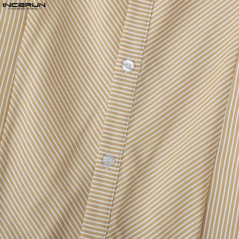 INCERUN 2PCS Men Striped Long Sleeve Shirts Long Pants Casual Outfits Sets