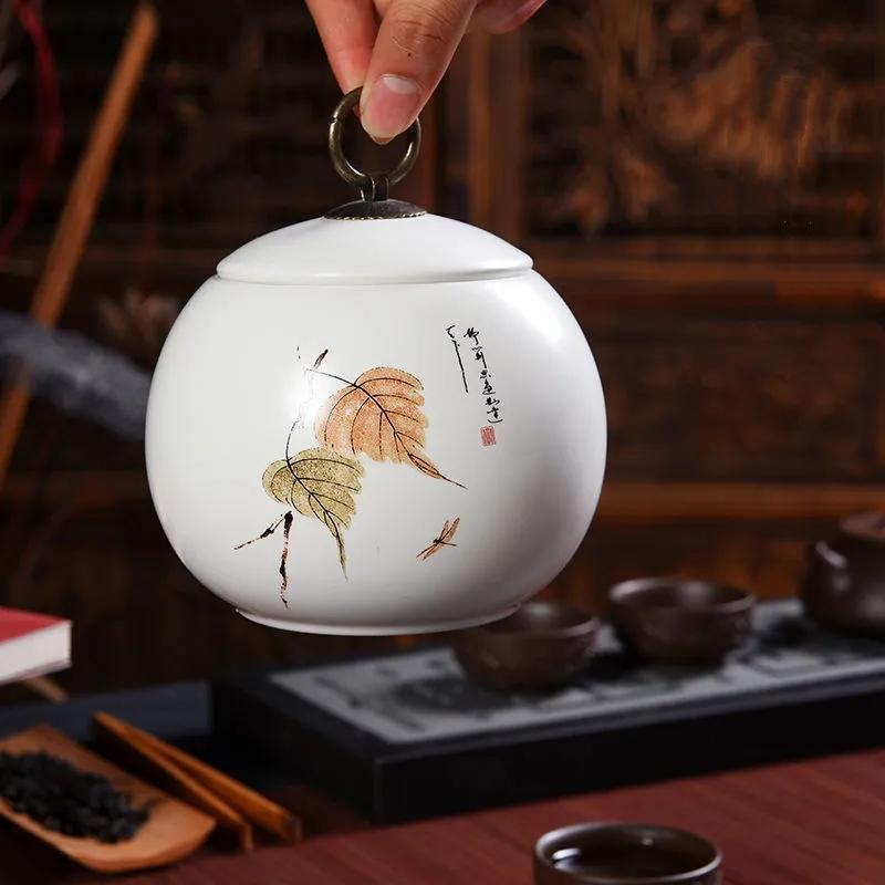 Classical Style Hand-painted Ceramic Tea Cans Non-woven Sealed Tea Storage Tank Household Large Fresh-keeping Moisture-proof Can