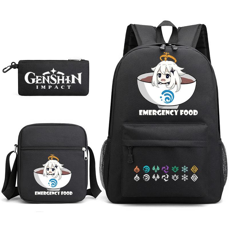 Genshinimpact Yuanshen School Bag Three-Piece Pencil Case Shoulder Bag Backpack