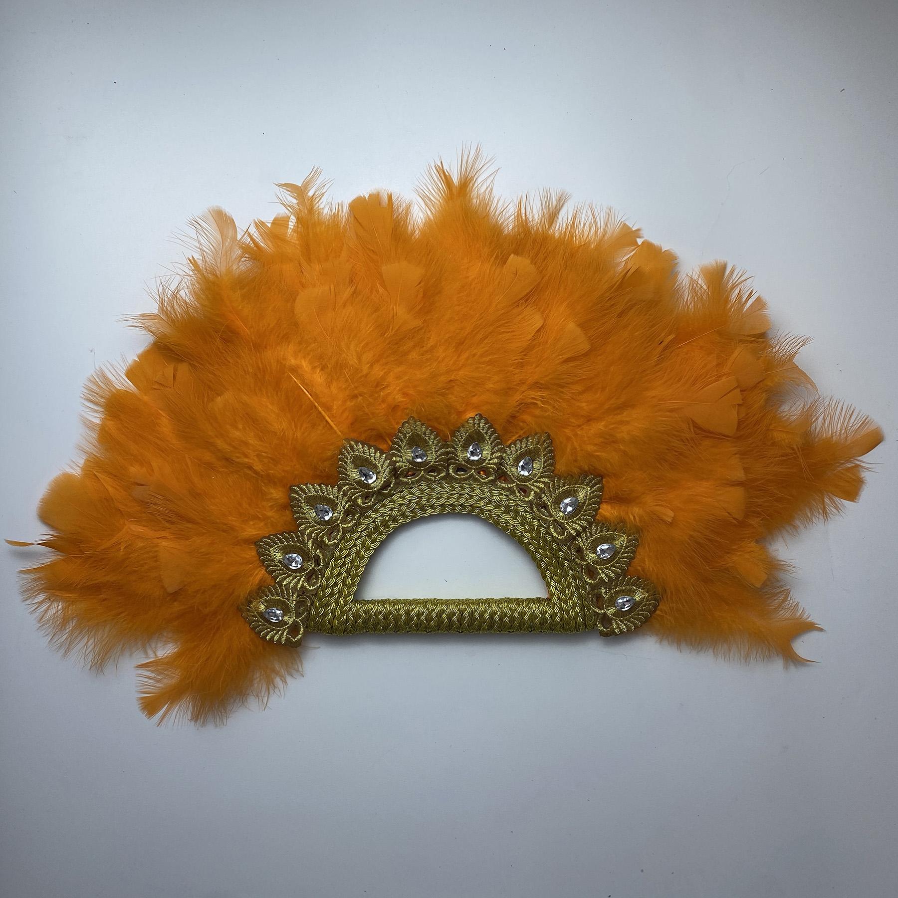 

Big Size African Blue Feather Fan for Ladies, Wedding Feather Fan for Bride, Double Side Feather, Nigerian Stones Dance Handfan 32CMX55CM
