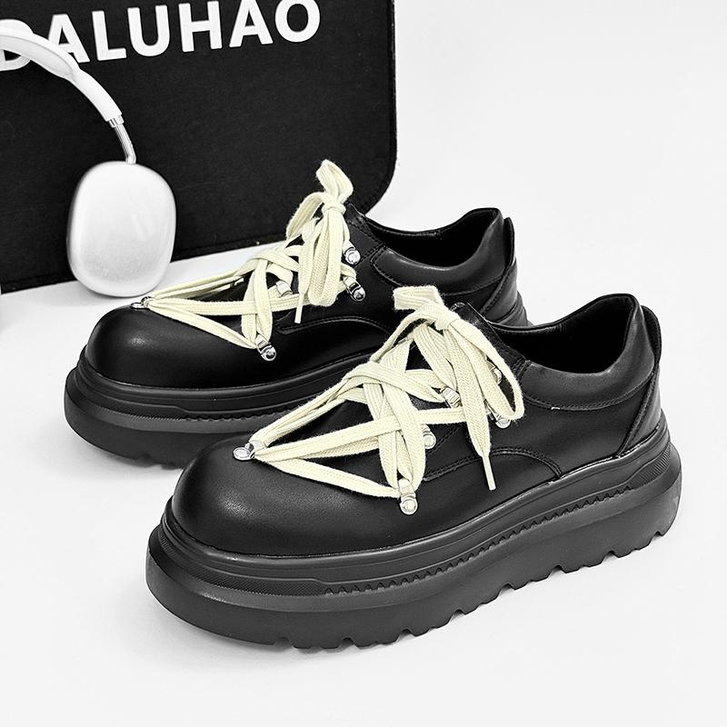 

Fashion Luxury Leather Sneakers Mens Casual Shoes High Quality Oxfords Shoes Leisure Walk Vulcanize Shoes Versatile Skateboard Footwear 44 чёрный