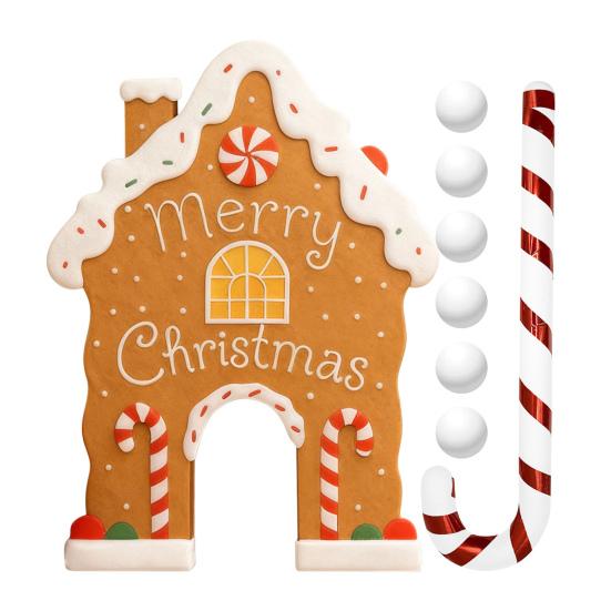 Yousheng Christmas Gingerbread Golf Game Set Indoor Party Activity Golf Game with Candy Cane Club And 6 Balls Holiday Party Games for Family Kids