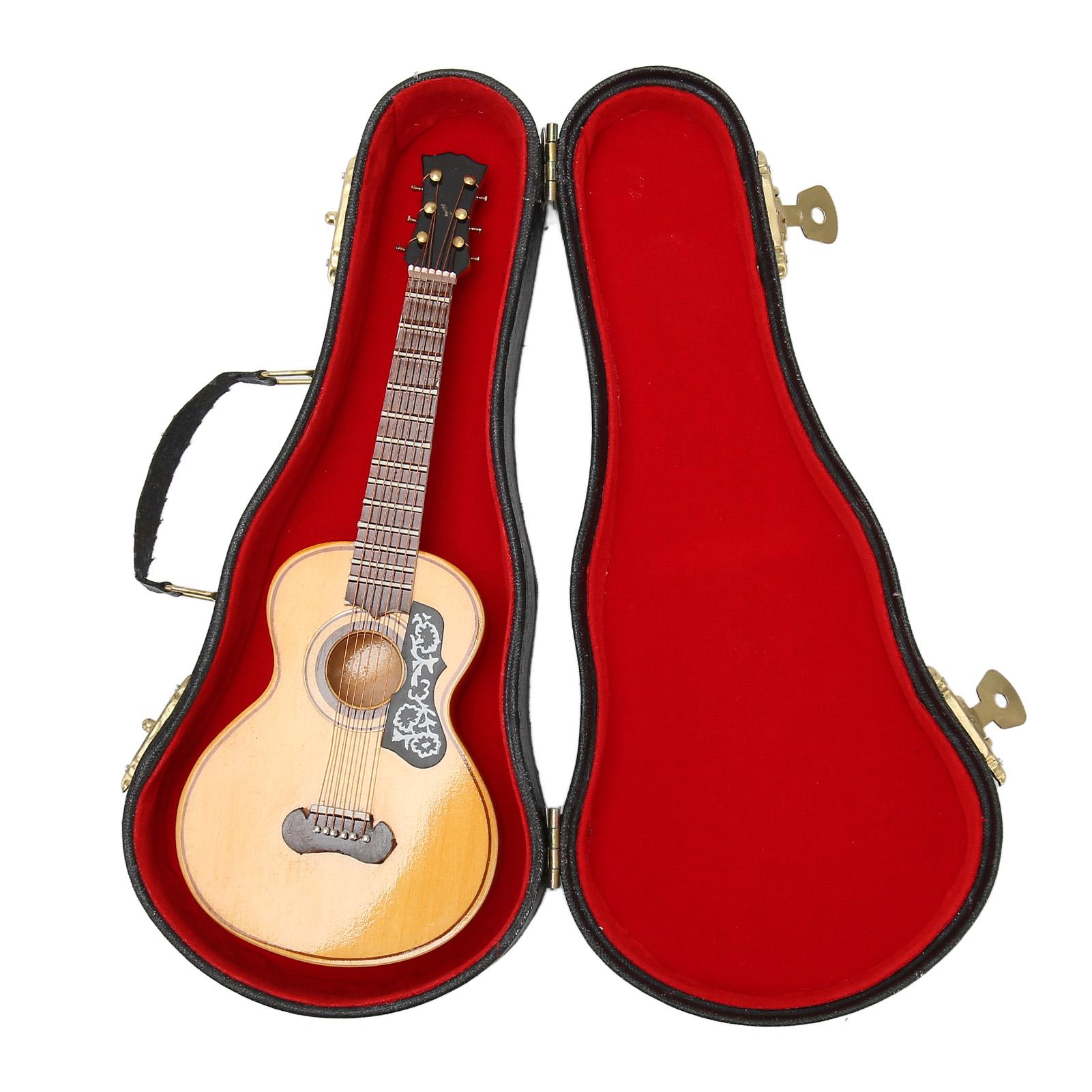 

6.69in Miniature Guitar Decoration Handicraft Basswood Mini Acoustic Guitar with Stand for Graduation Ceremony