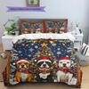 Christmas Pitbull Pattern Bedding Home Decoration Birthday Gift (1 * duvet cover + 2 * pillowcase, without core)