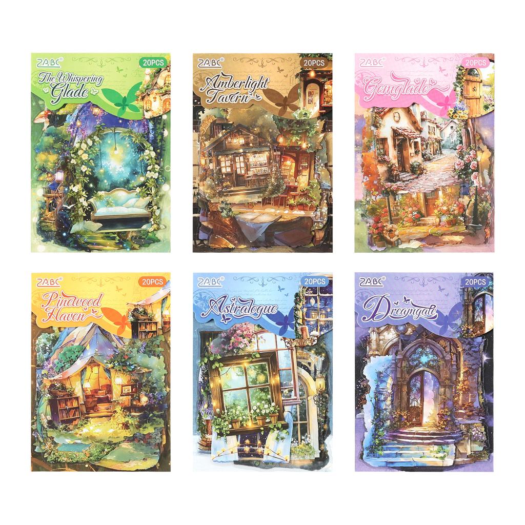 20pcs Magical Journey Series Kawaii Ins PET Stationery Stickers DIY Diary Scrapbook Deco Creative Handbook Aesthetic Supplies