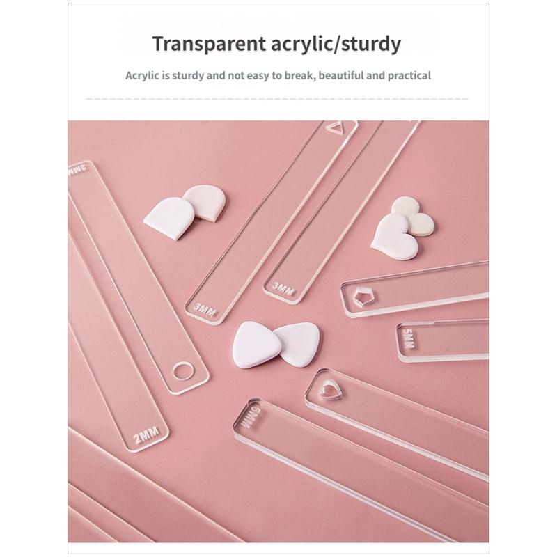 5Pcs Clear Acrylic Clay Thickness Measuring Tool Set Pottery Thickness Gauge Ruler For Clay Modeling Crafting Project