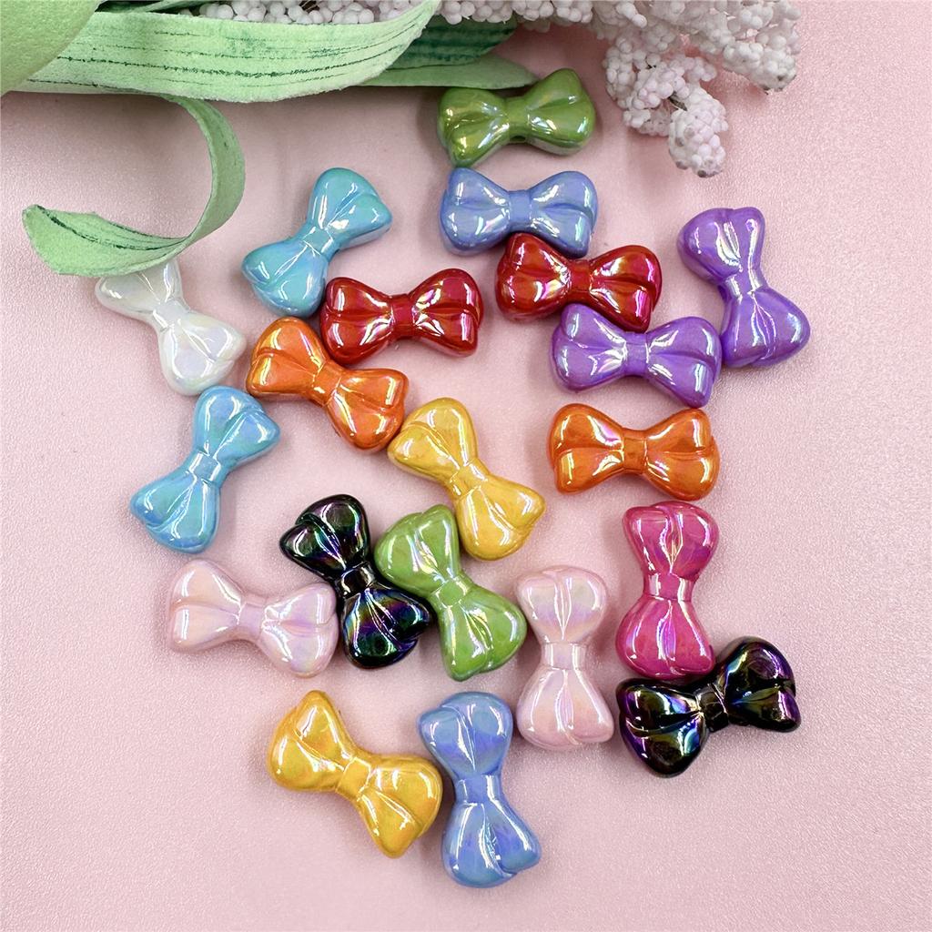 9.7*17.9mm Small Bow Beads Key Chain Making Pendant for Bracelet Acrylic Necklace 20pcs Fashion Dazzle DIY Beading Material  Pendant Accessories