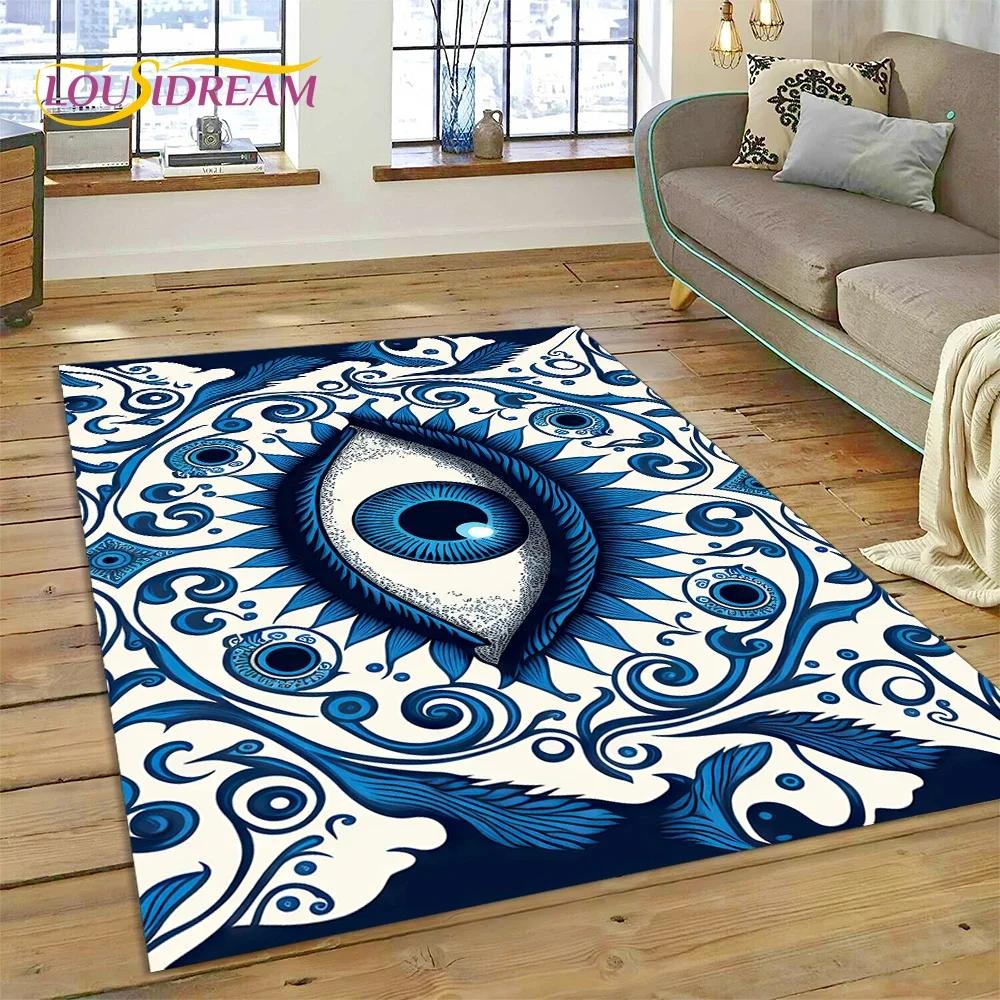 Evil Eye Turkey Blue Nazar Eye of Horus Carpet Rug for Bedroom Living Room Home Sofa Decoration,Child Game Large Decor Floor Mat