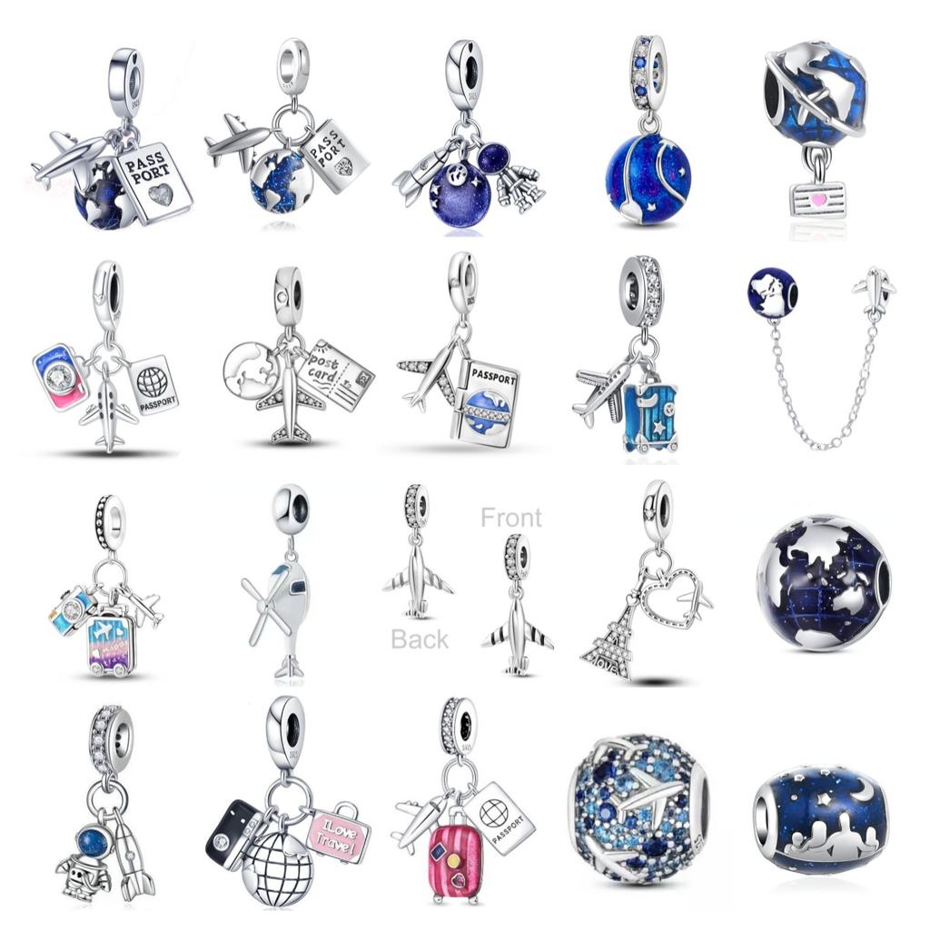 New 925 Silver Charm Airplane Camera Suitcase Love Travel Life DIY Beads Fit Original Charms Bracelet Jewelry