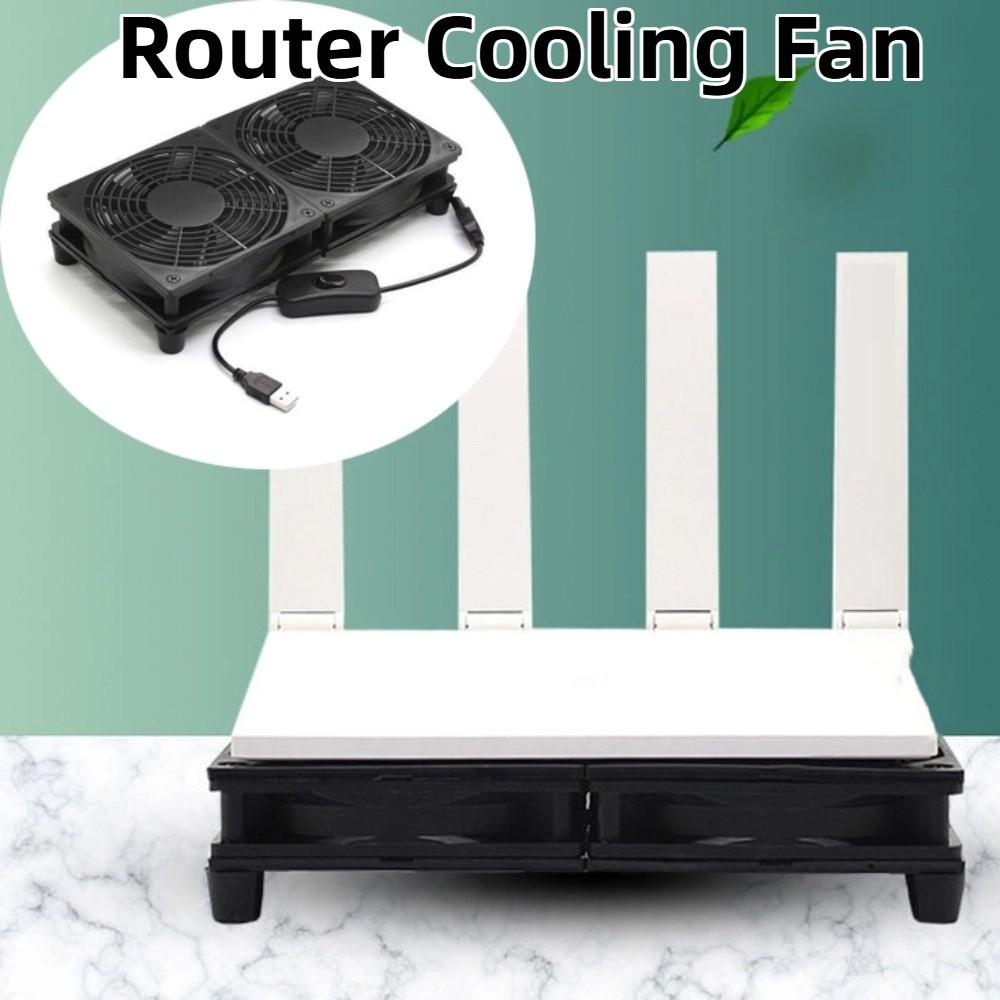 DC 5V Router Cooling Fan Dual Fans Protective Net Router Cooling Stand Slient Bracket USB Radiator Base Office/Home Use