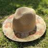 Handmade Graffiti Design Straw Hat Women'S Summer Fresh Grass Weaving Sun Shade And Sunscreen Hat Panama Jazz Sun Hat