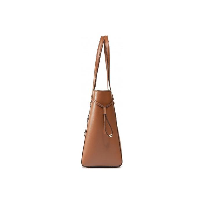 Michael Kors MK Voyager Letter Logo Pendant Solid Color Leather Catfish Bag Medium Women handbags Brown 30H7GV6T8L-LUGGAGE