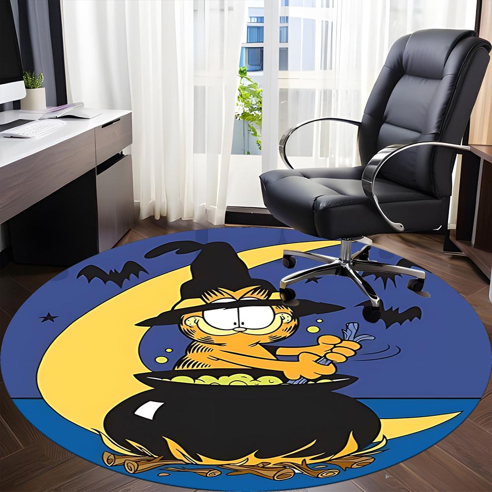 1pc Halloween Garfield Office Round Area Rug, Under Office Chairs Bedroom Living Room Home Decor, Room Deco