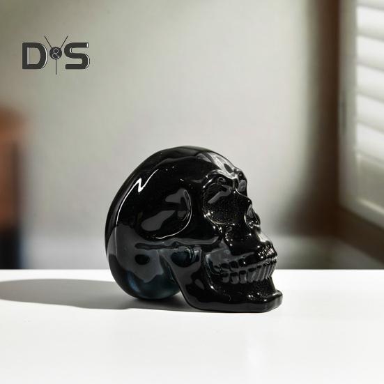 Klar Färgglad skallefigur i naturlig storlek Skallestaty Skulptur Hemmakontor Skrivbord Bokhylla Dekoration Prydnad Halloween Festival Present