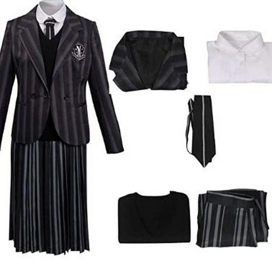 Wednesday-Inspired Girls' School Uniform Jumpsuit - Addams Family Style