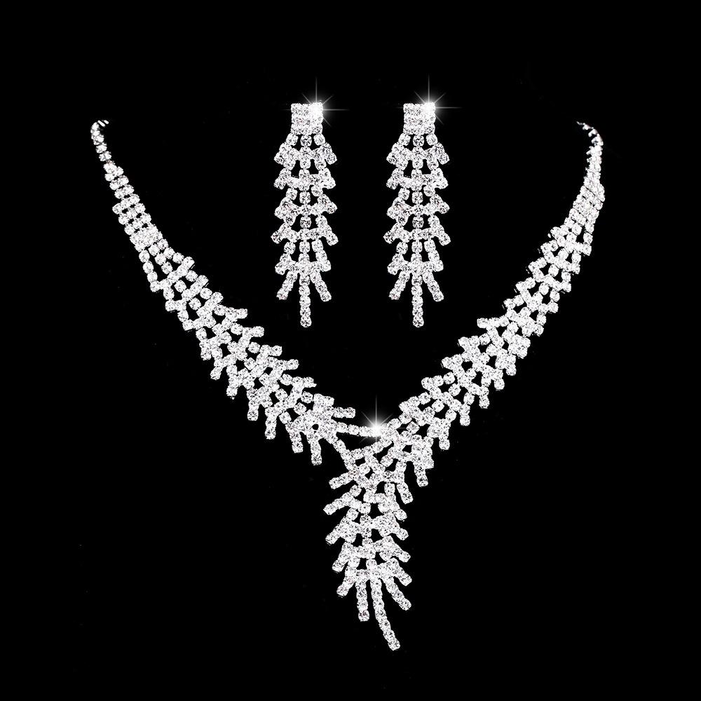 Radiant Zircon Water Drop Necklace and Earrings Bridal Set