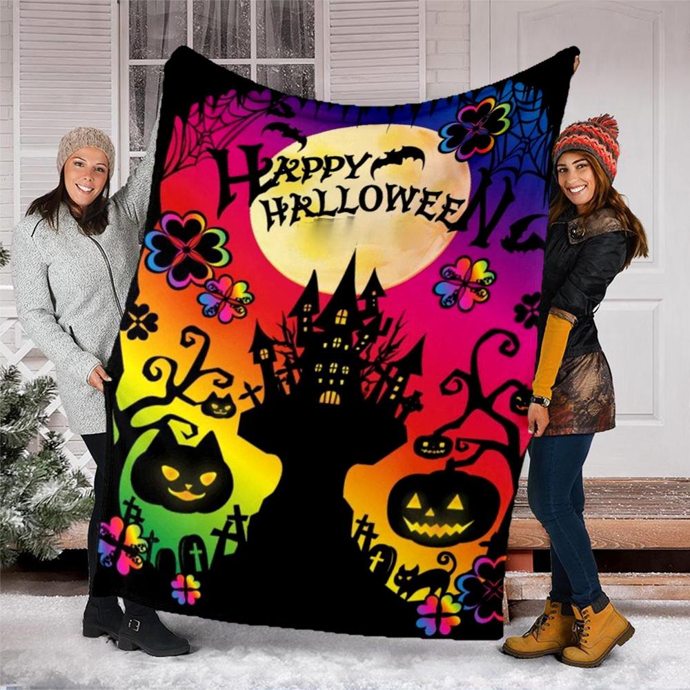 1pc Halloween Decorations Throw Blanket Polyester Fiber, Lightweight Flannel, Soft & Warm, All Season Use for Outdoor, Camping Digital Print