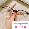 Clear Blue Light Glasses Female Hyperopia Prescription Computer Glasses Women Luxury Brand  Round Fashion Eyeglass Readers