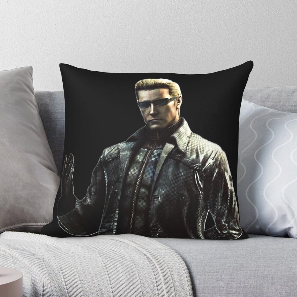 Albert Wesker Square Pillowcase Polyester Linen Velvet Pattern Zip Decorative Home Cushion Cover