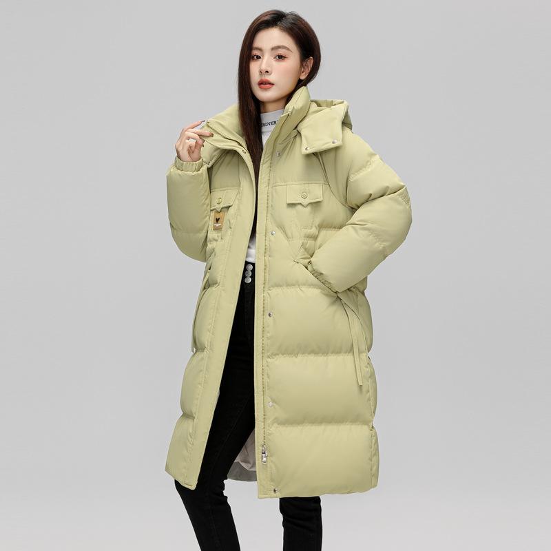 Winter New Fashion Over-the-knee Padded Jacket Loose and Thickened Hooded Down Padded Jacket