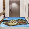 Fairy Tale Troll Family Rug, Old Trolls on Raft Lake Night Print Floor Mat for Living Room Bedroom Home Decor