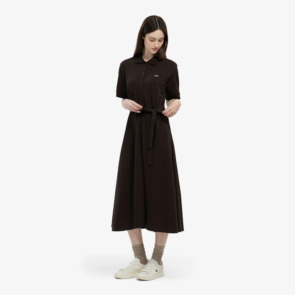 [lacoste] Women's Fit-and-Flare Short-Sleeve Pique Dress EF211E-56G3LA