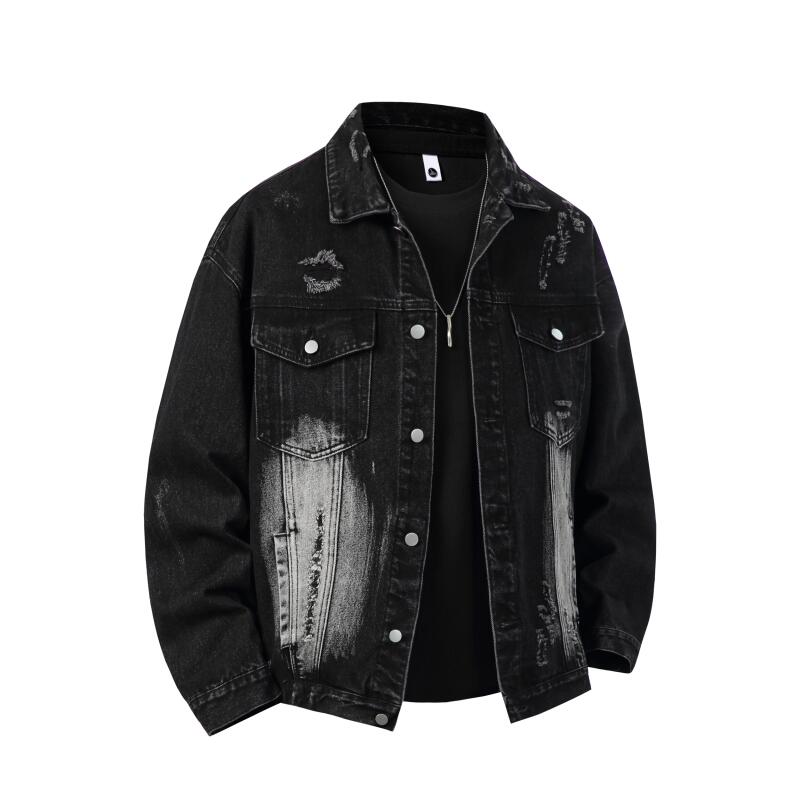 Autumn Men Denim Jacket Men Retro Distressed Jacket Male Casual Hip Hop High Street Washed Coats Fashion Loose Couple Outerwear